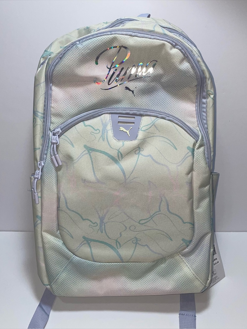 Puma Iridescent Pastel Mint & Lavender Floral Backpack